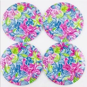 Lilly Pulitzer picnic plate set of 4 in multi Havana cocktail print NWT in box